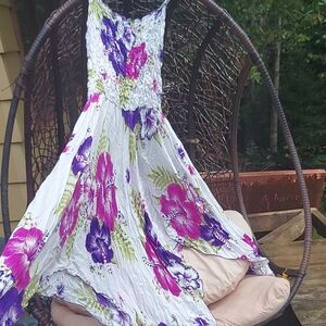 Floral Maxi Dress with Purple and Pink Accents